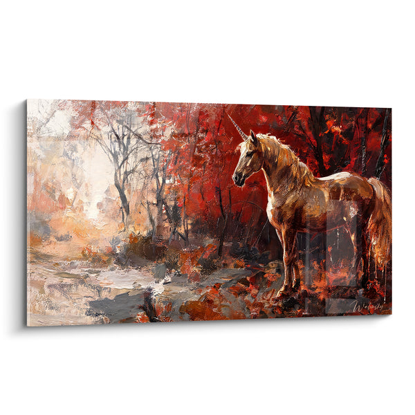 Tableau Licorne fauve en forêt pourpre - Apparition automnale - Edition Licorne