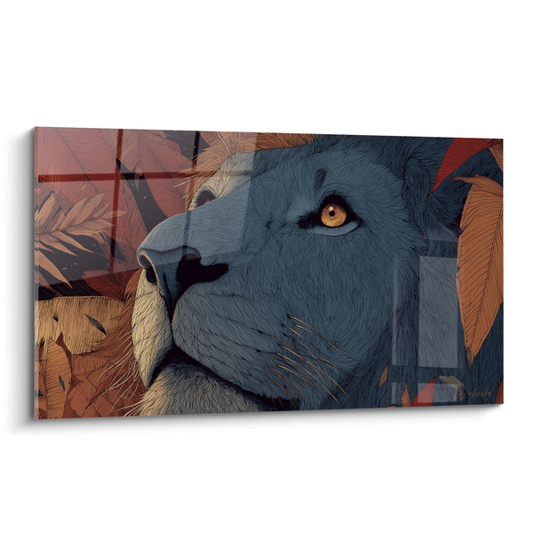 Cuadro Retrato de León Azul con Tonos Cobre - Majestad Moderna - Edición León