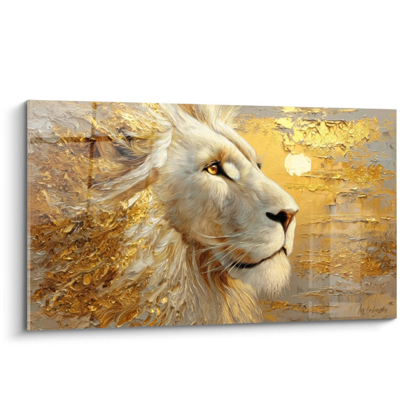 Cuadro León Majestuoso Perfil Dorado Texturas Fluidas - Rey de las Sabanas - Edición León