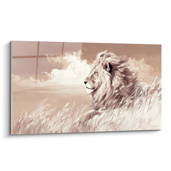 Cuadro León Majestuoso en Hierbas Doradas - Rey de la Sabana - Edición León