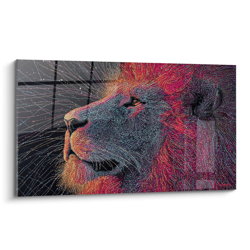 Majestätisches Löwe Mosaik Gemälde Mehrfarbig - König der Leuchten - Lion Edition