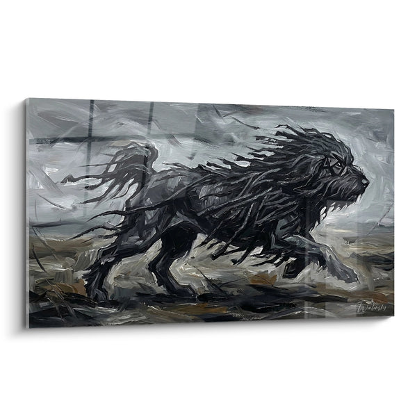 Cuadro León Negro Expresionista en Movimiento - Poder Salvaje - Edición Puli