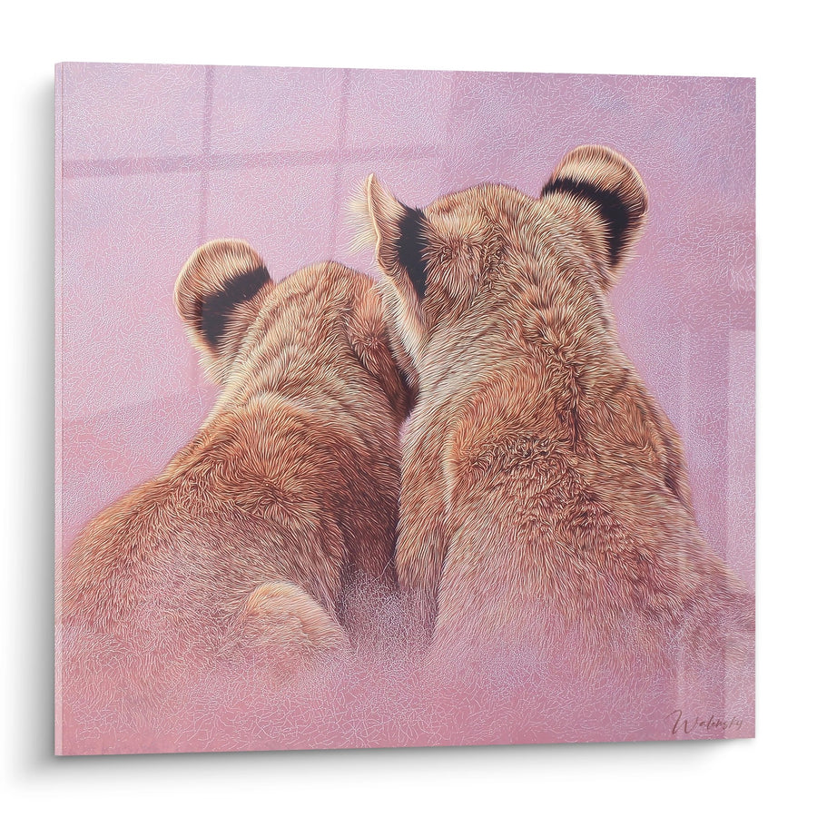 Tableau Lions Tendresse Rose - Complicité Féline - Edition Lion