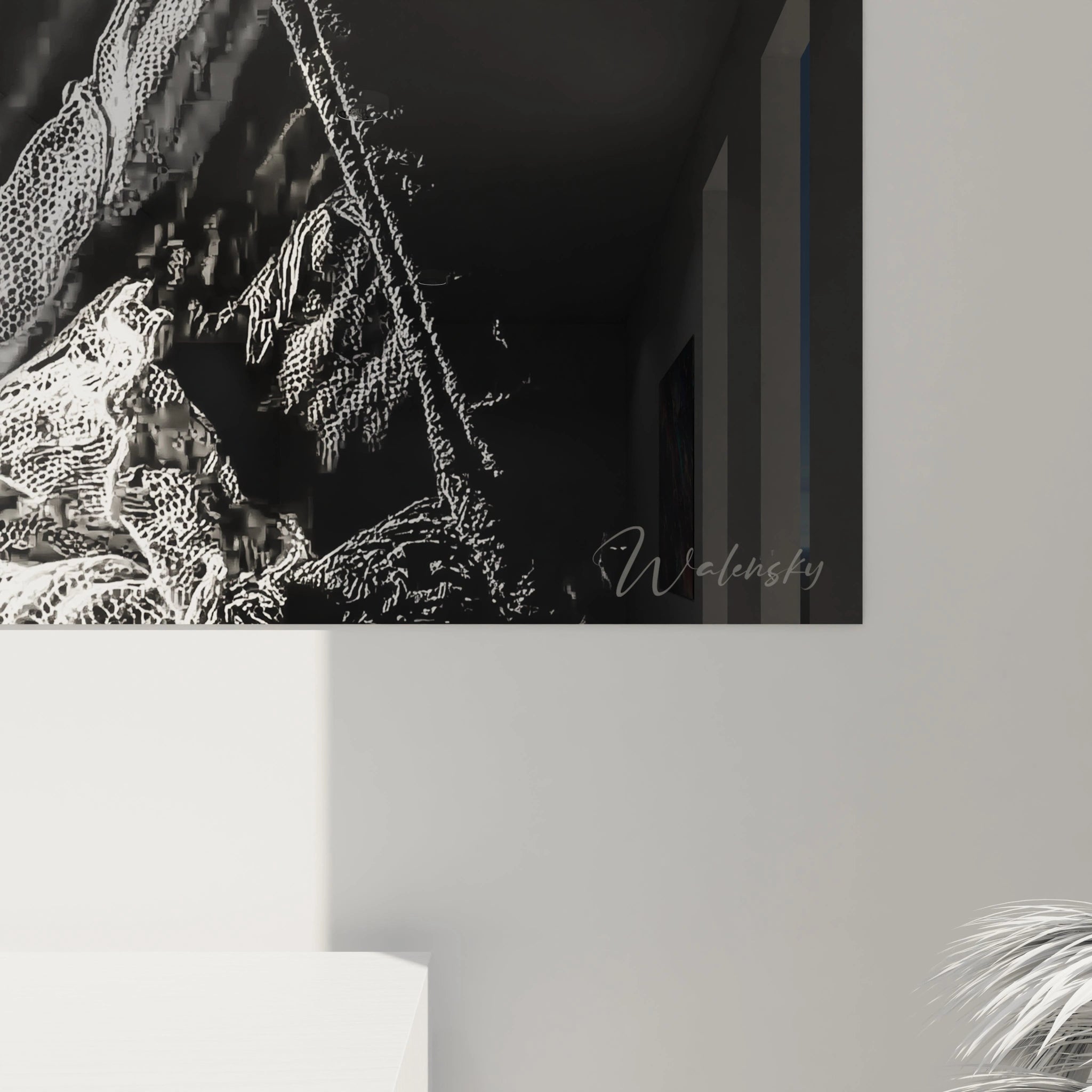 Tableau mural Walensky noir et blanc moderne avec signature texture abstraite decor chic tableau Louis XVI haut de gamme
