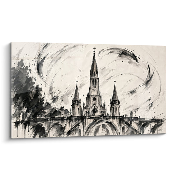 Tableau Basilique trois flèches noir ivoire - Souffle sacré - Edition Lourdes  Occitanie  France