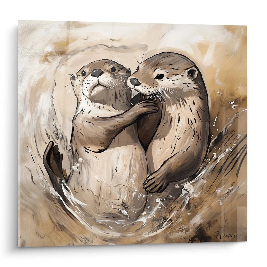Tableau loutre tendresse aquatique - édition loutre