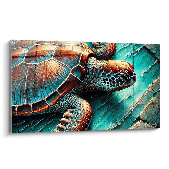 Schilderij Onderwater gloed - Zee Schildpad Dieren Editie