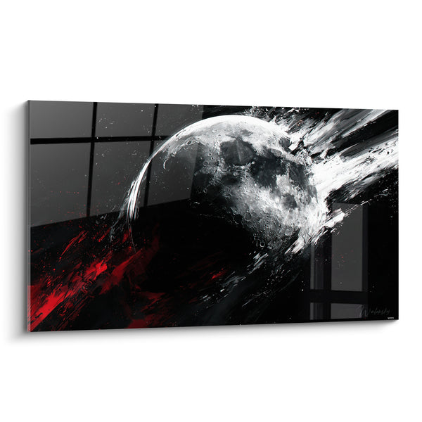 Tableau Lune grise et rouge en mouvement - Fureur céleste - Edition Lune