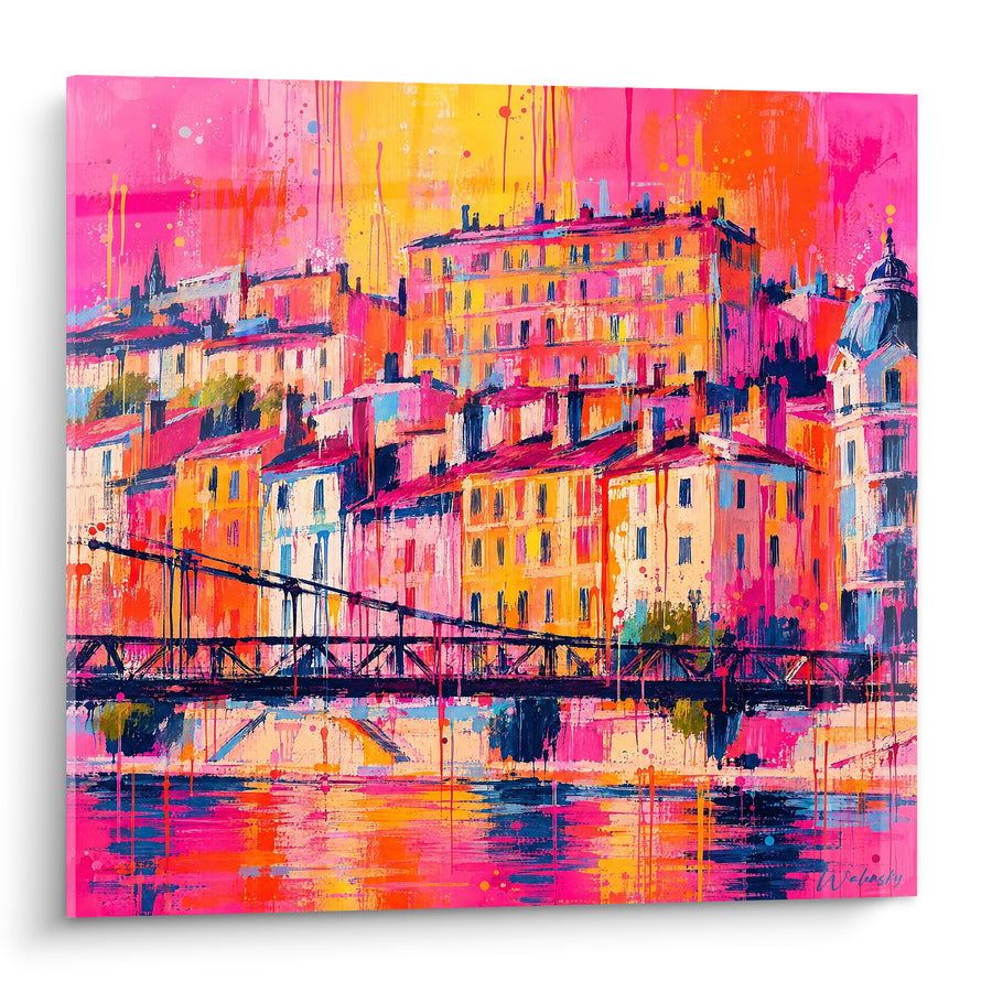Lyon Passageway painting with pink and gold facades - Urban Blaze - Edition Lyon Auvergne-Rhône-Alpes France