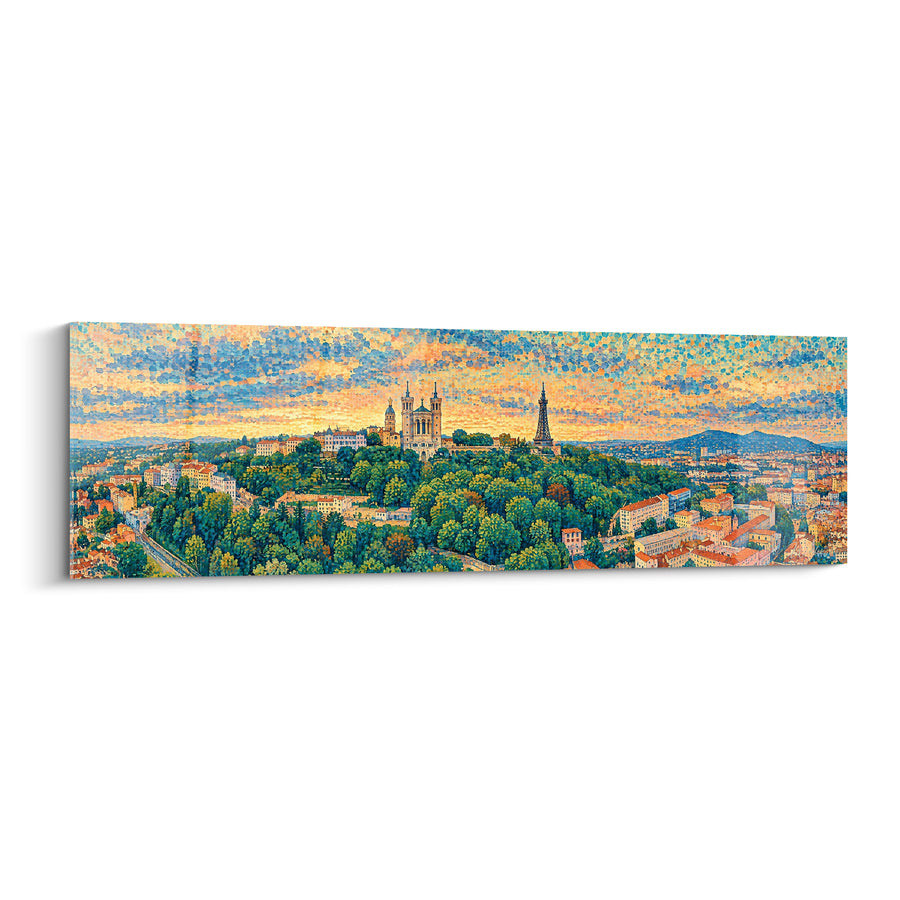 Tableau Basilique de Fourvière au coucher doré - Quiétude du crépuscule - Edition Lyon  Auvergne-Rhône-Alpes  France