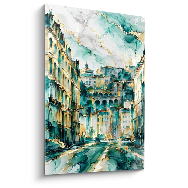 Tableau Fourvière vue depuis une rue dorée - Échappée vers la colline - Edition Lyon  Auvergne-Rhône-Alpes  France