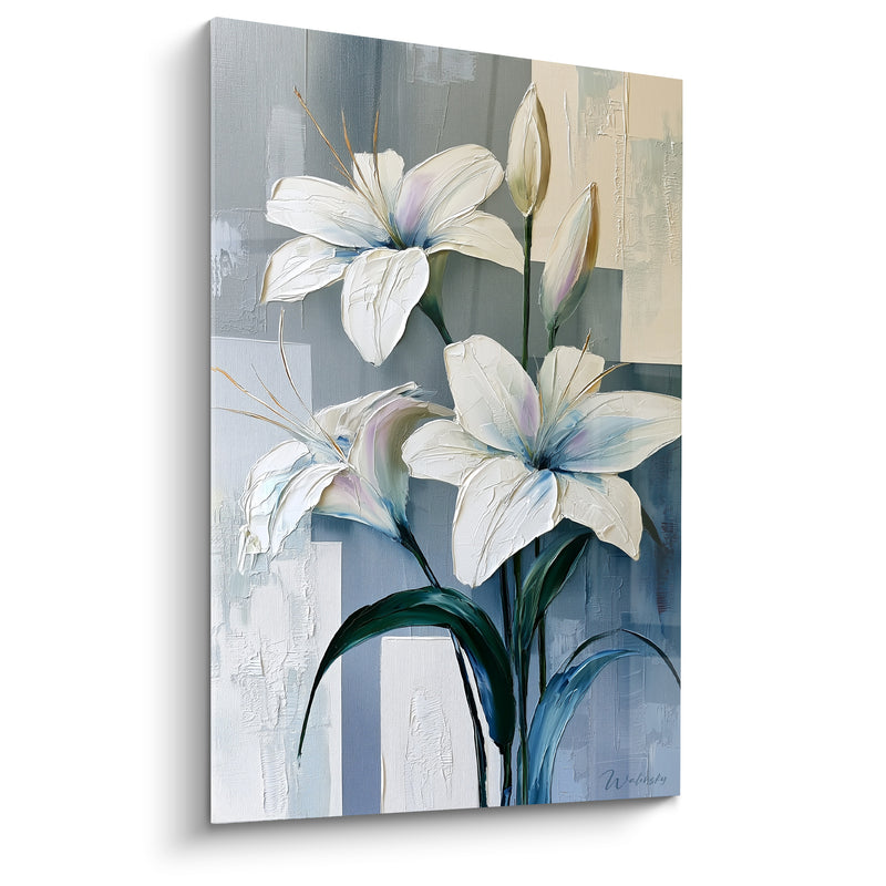 Tableau Lys blanc aux reflets bleu ardoise - Floraison silencieuse - Edition Lys