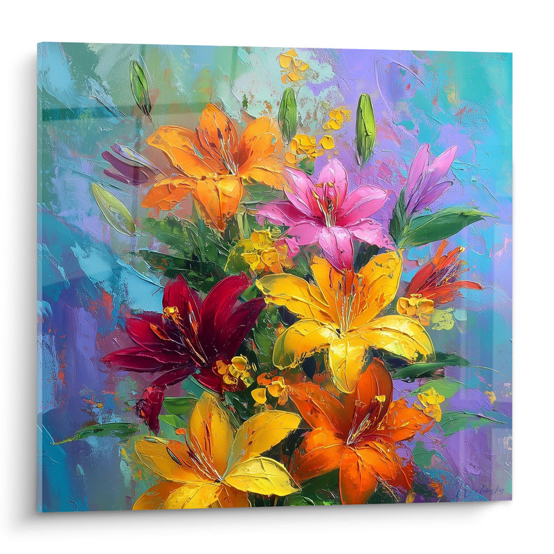Tableau Bouquet de lys jaune et orange vif - Bouquet flamboyant - Edition Lys