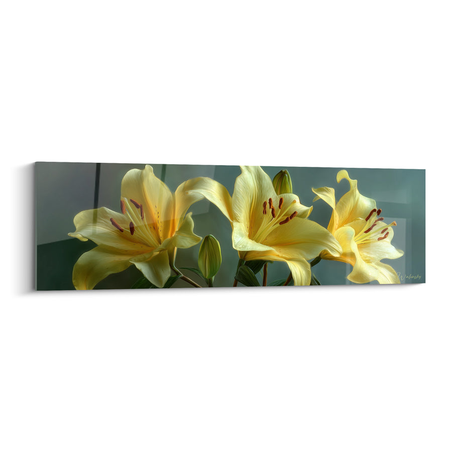 Yellow Lilies with Brown Stamens Painting - Peaceful Bloom - Lys Edition
