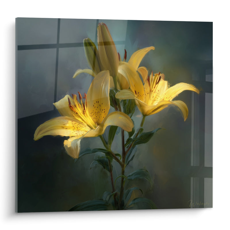 Tableau Lys jaune aux pétales lumineux - Éveil doré - Edition Lys