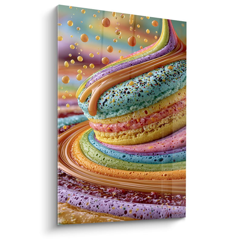 Tableau Macaron turquoise et mauve aux couches spirales - Gouttes de caramel - Edition Macaron
