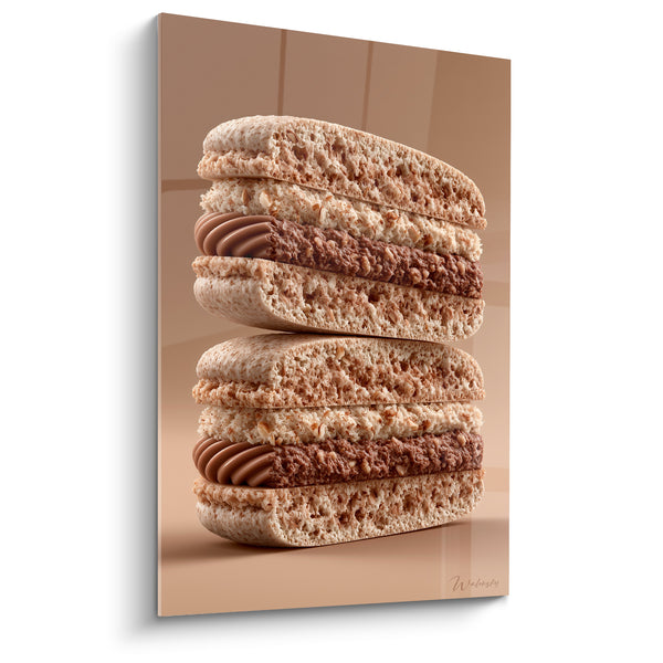 Tableau Macaron beige et brun à coque poreuse - Texture alvéolée croquante - Edition Macaron