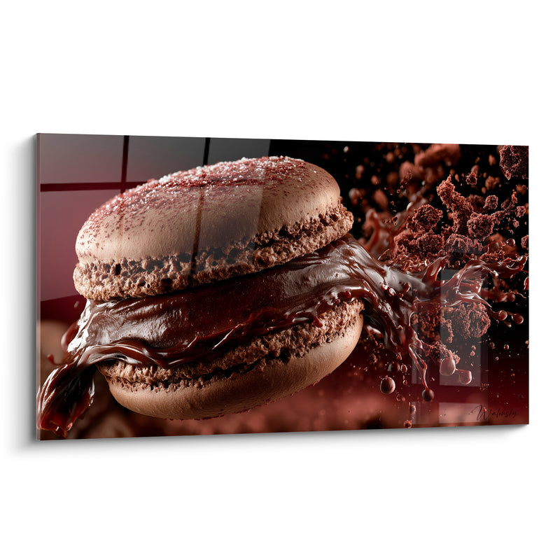 Tableau Macaron beige et brun à la ganache débordante - Miettes en suspension - Edition Macaron