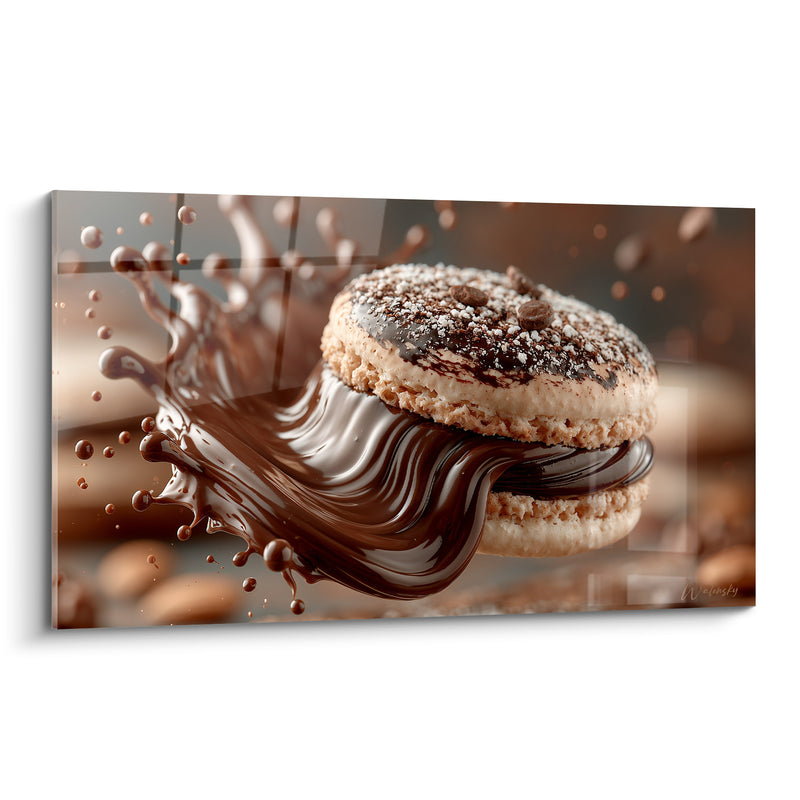 Tableau Macaron beige à éclaboussure chocolat - Vague gourmande - Edition Macaron
