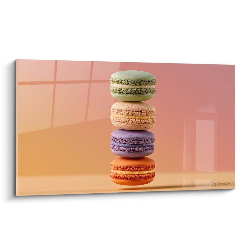 Tableau Macarons empilés vert et violet - Équilibre gourmand - Edition Macaron