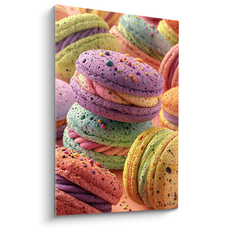 Tableau Macarons empilés violet et vert menthe - Festin sucré - Edition Macaron