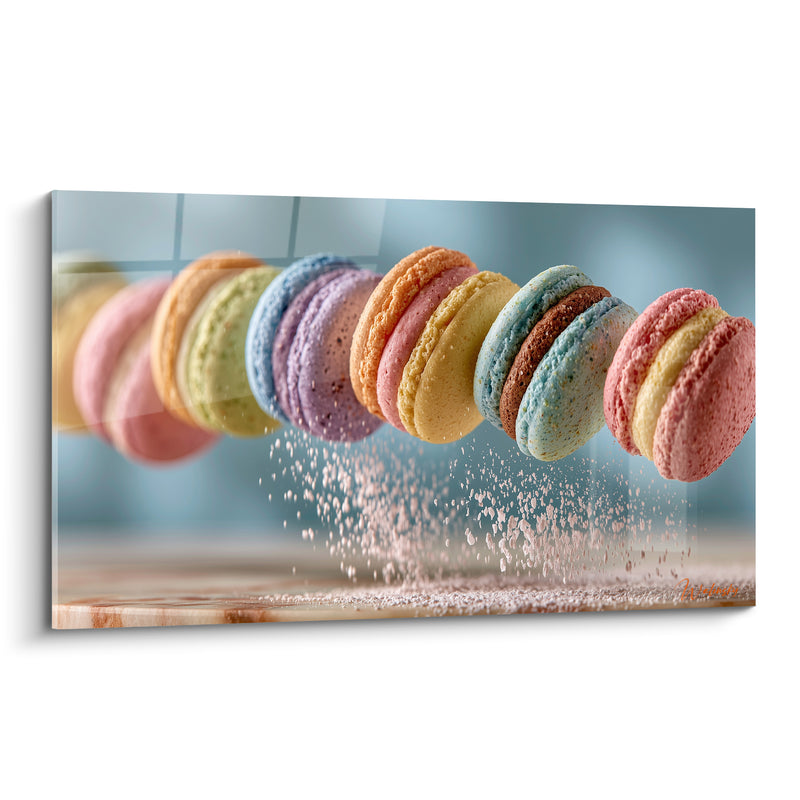 Tableau Macarons multicolores en suspension aérienne - Envol sucré - Edition Macaron