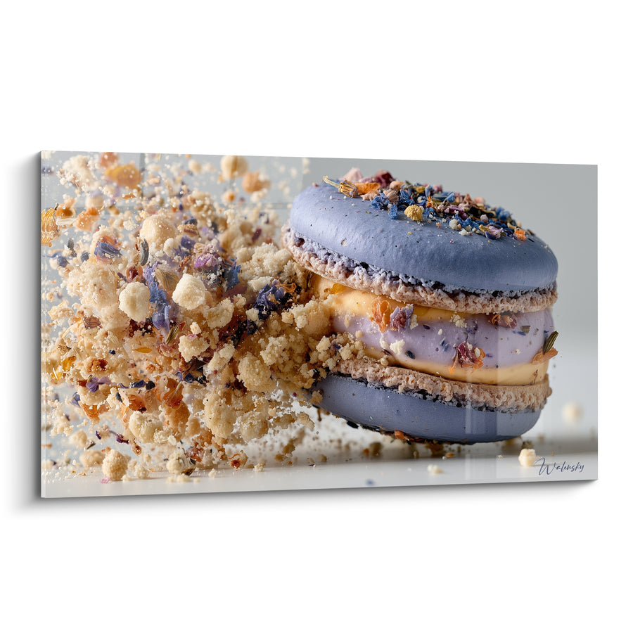 Tableau Macaron mauve à l'explosion dorée - Éclatement gourmand - Edition Macaron
