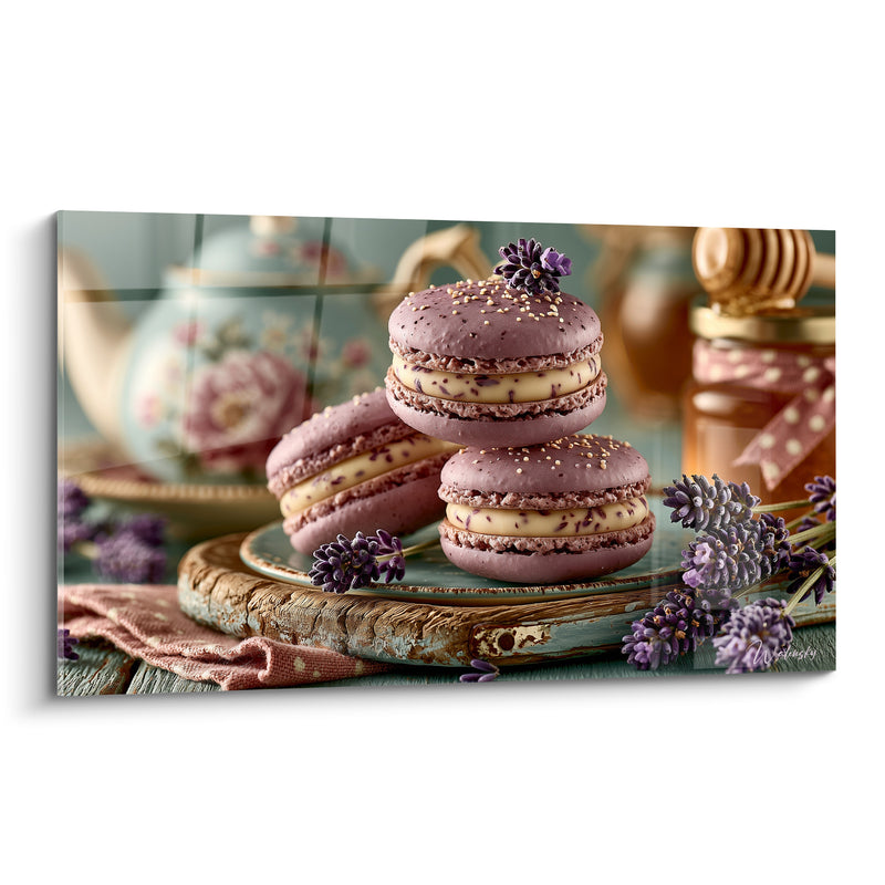 Tableau Macarons mauves à la lavande et miel - Douceur champêtre - Edition Macaron