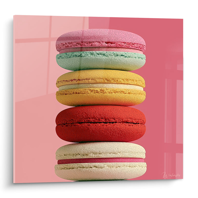 Tableau Macarons empilés rose et rouge - Gourmandise sucrée - Edition Macaron