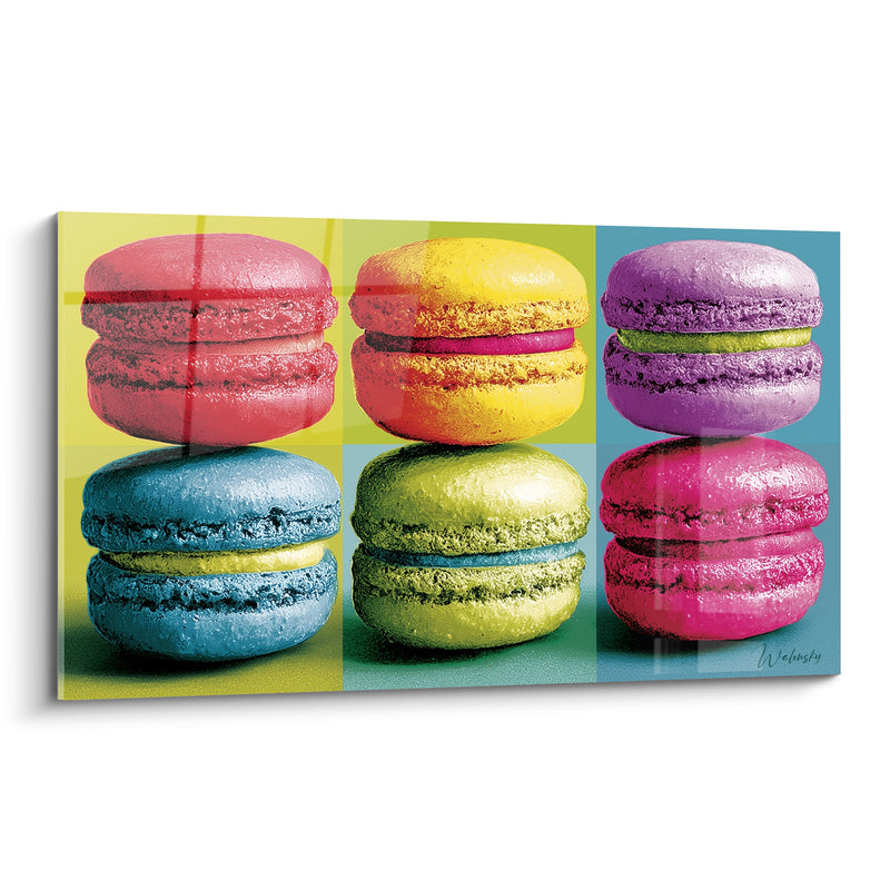 Tableau Macarons empilés fuchsia et bleu pétrole - Fête gourmande - Edition Macaron