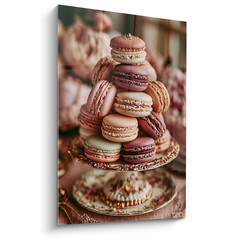 Tableau Pyramide de macarons roses et dorés - Goûter précieux - Edition Macaron