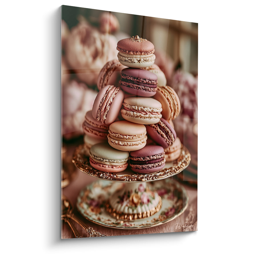 Tableau Pyramide de macarons roses et dorés - Goûter précieux - Edition Macaron