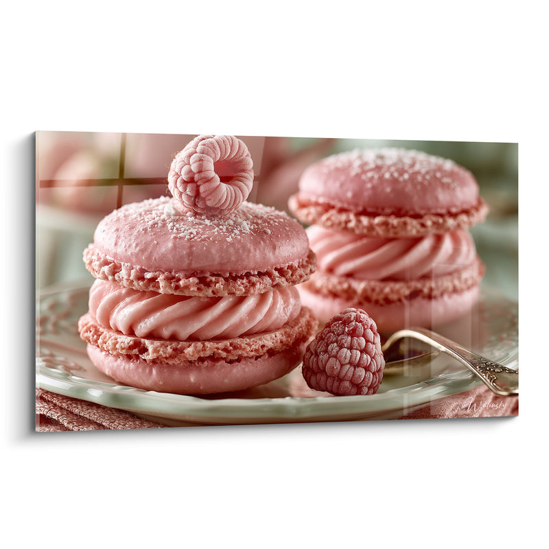 Tableau Macarons roses à la framboise givrée - Douceur givrée - Edition Macaron