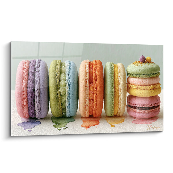 Violet and Orange Macarons in a Row - Watercolor Pools - Macaron Edition