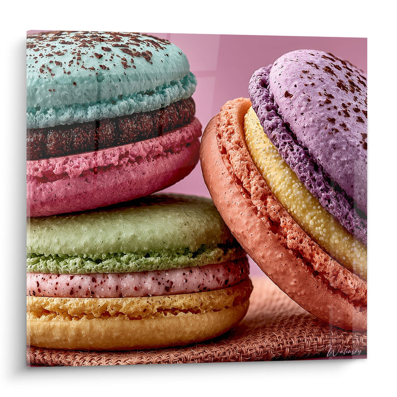 Tableau Macarons empilés turquoise et corail - Envie sucrée - Edition Macaron