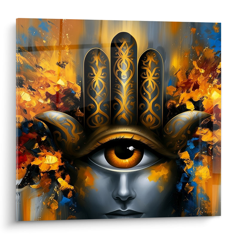 Tableau Main de fatma dorée à œil protecteur - Veille ancestrale - Edition Main de fatma