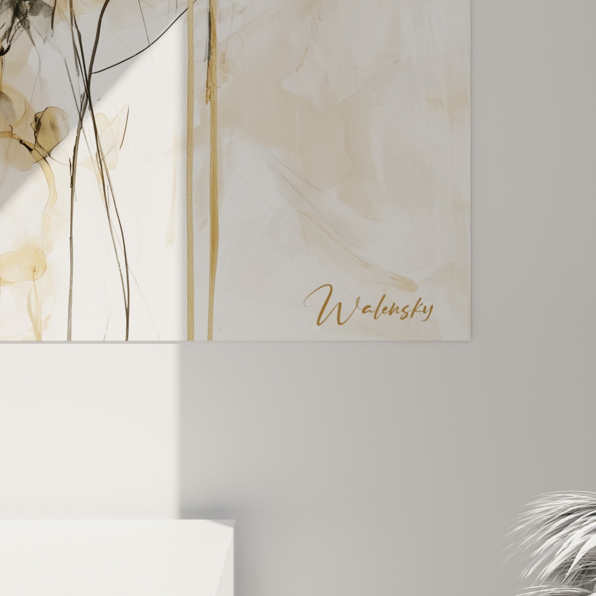 Détail des traits dorés et coulures noires révélant la texture picturale de la main protectrice