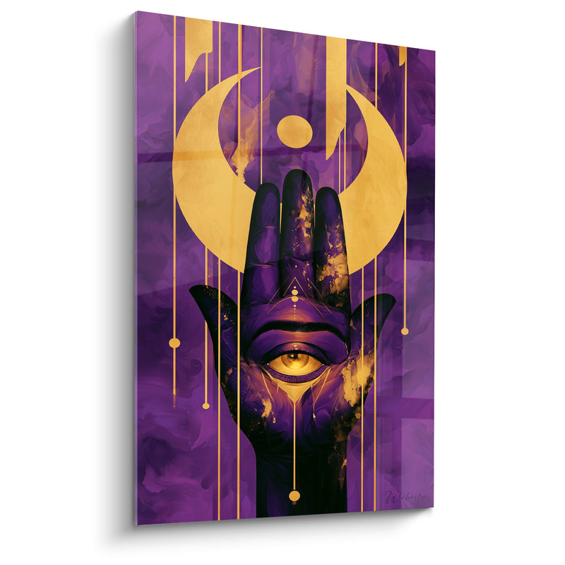 Tableau Main de fatma violette et dorée à l'œil - Éveil mystique - Edition Main de fatma