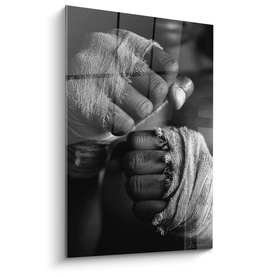 Tableau mains vintage - Sagesse du temps - Edition sports noir et blanc