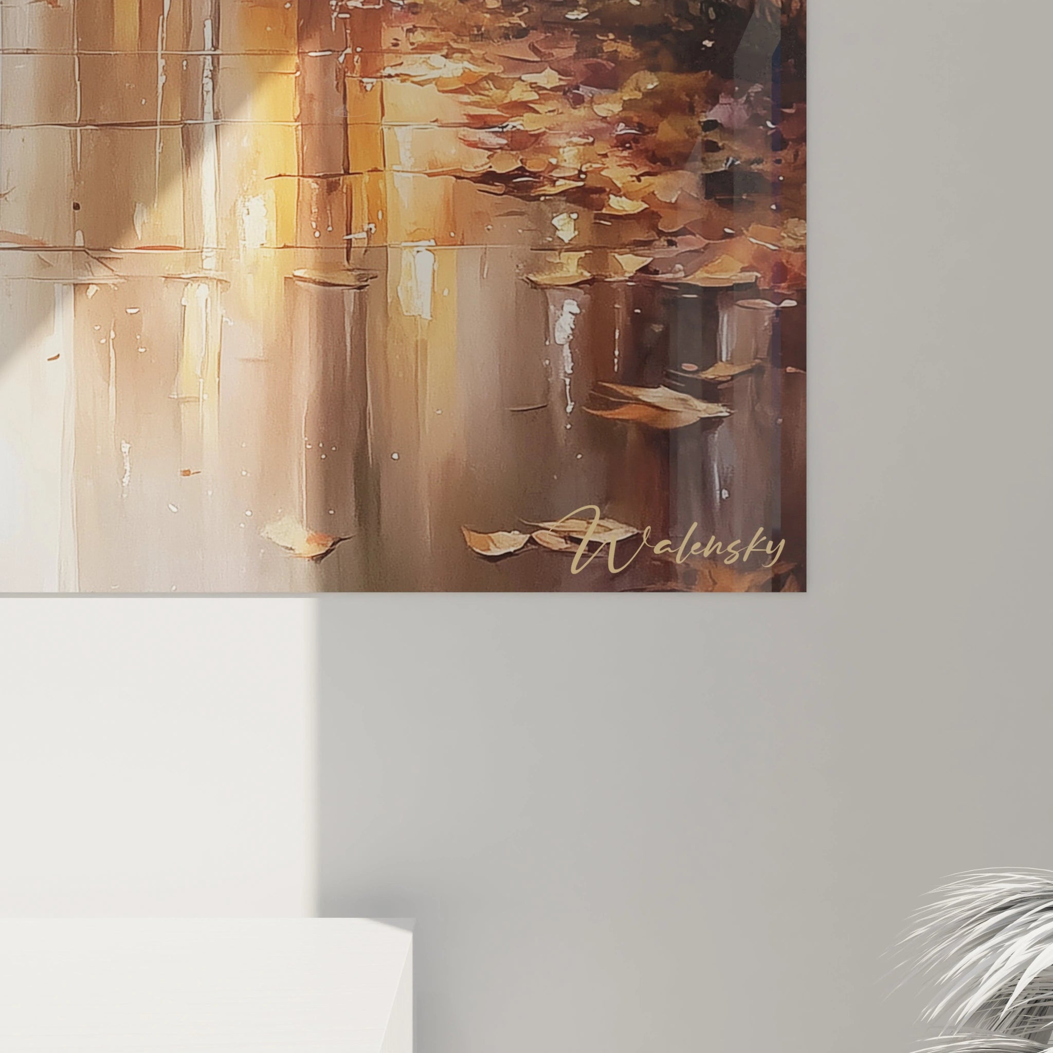 tableau mural maison automne Walensky peinture toile automnale affichee sur mur salon ambiance chaleureuse