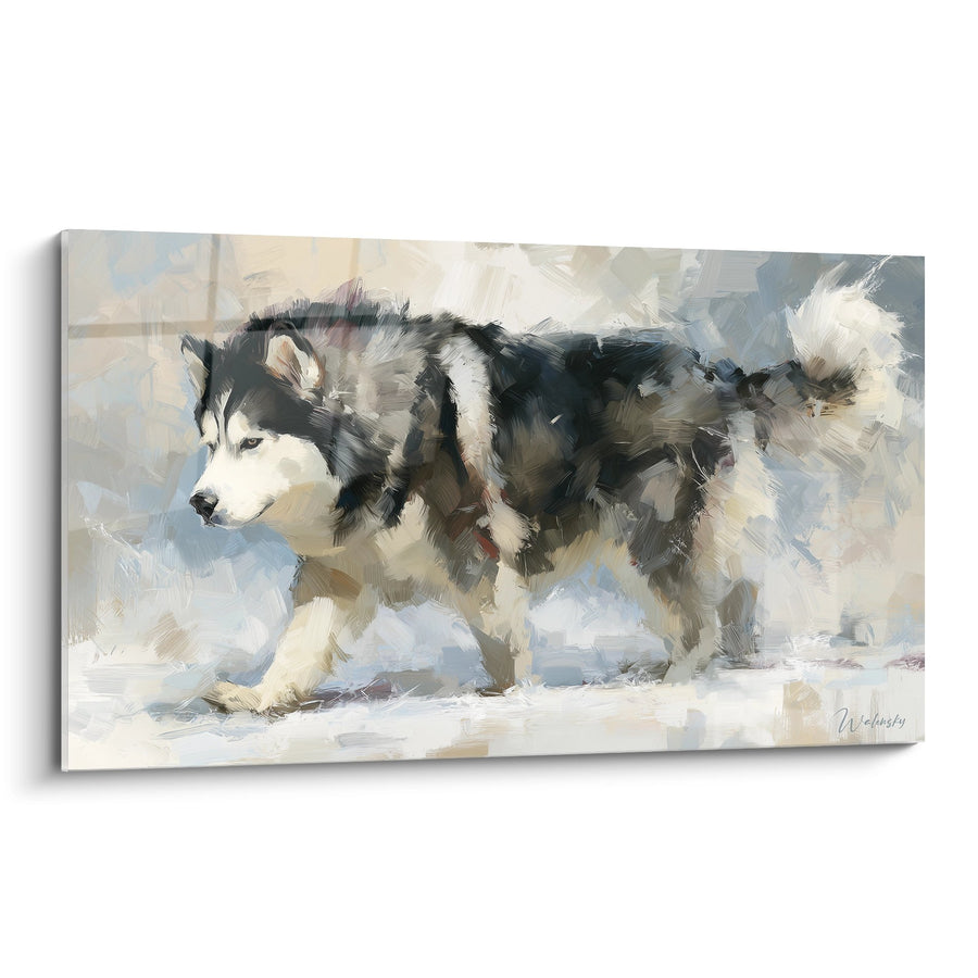 Tableau Chien de Traîneau dans la Neige - Élégance Nordique - Edition Malamute Alaska