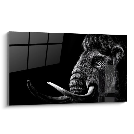 Cuadro Mamut lanudo blanco y negro - Majestad Prehistórica - edición Mamut lanudo