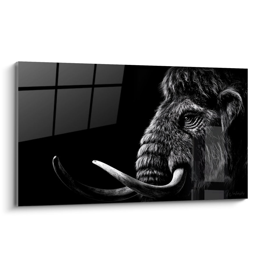 Tableau Mammouth laineux noir et blanc - Majesté Préhistorique - édition Mammouth laineux