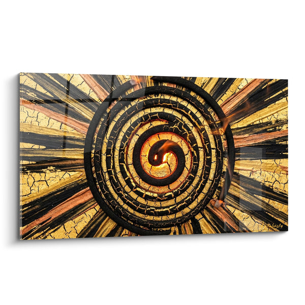 Gouden Mandala met Concentrische Cirkels en Lichtstralen - Mysterieus Spiraal - Editie Incense
