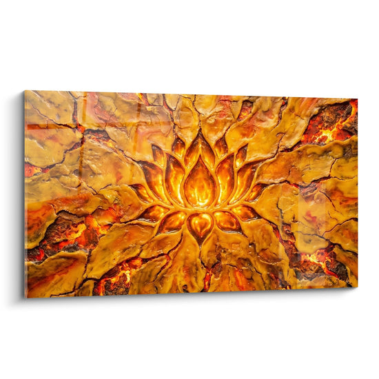 Bloem Mandalam met Gouden Bloemen op Achtergrond van Gespikkelde Steen - Zonne-energie - Editie Chakras