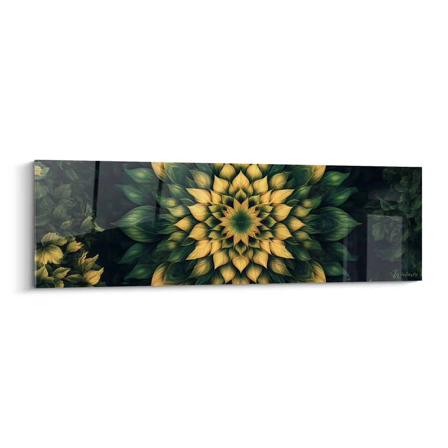 Tableau Mandala Floral - Pétales Dorés - édition fractale