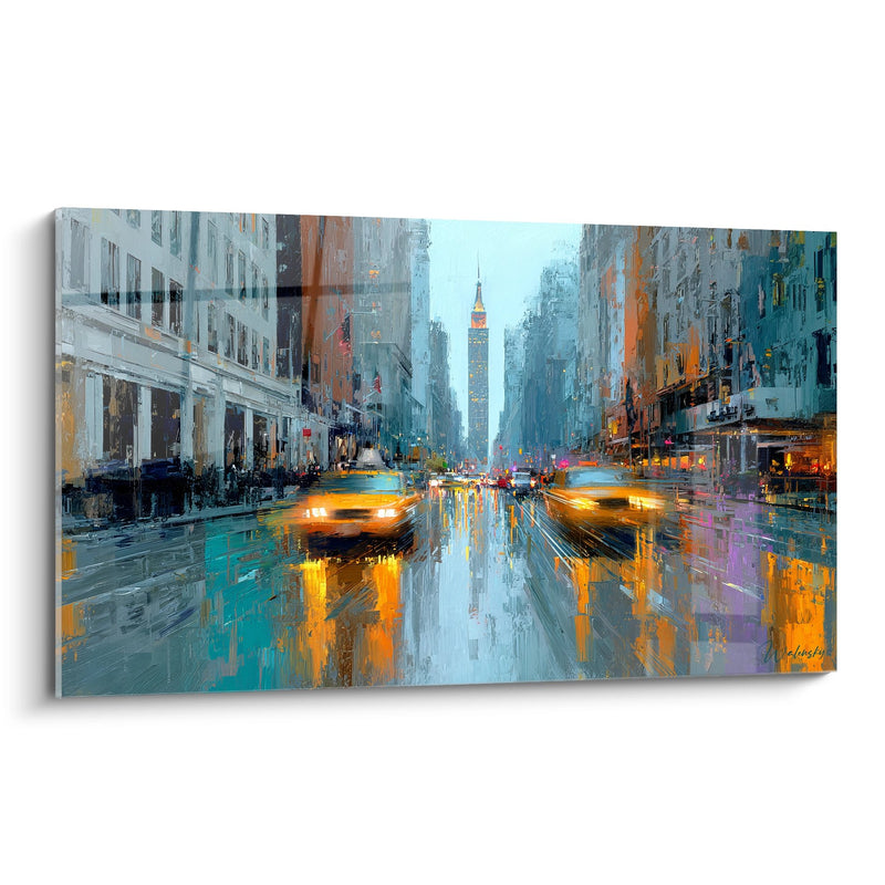 Tableau rue de Manhattan sous la pluie - Reflets urbains - édition New York