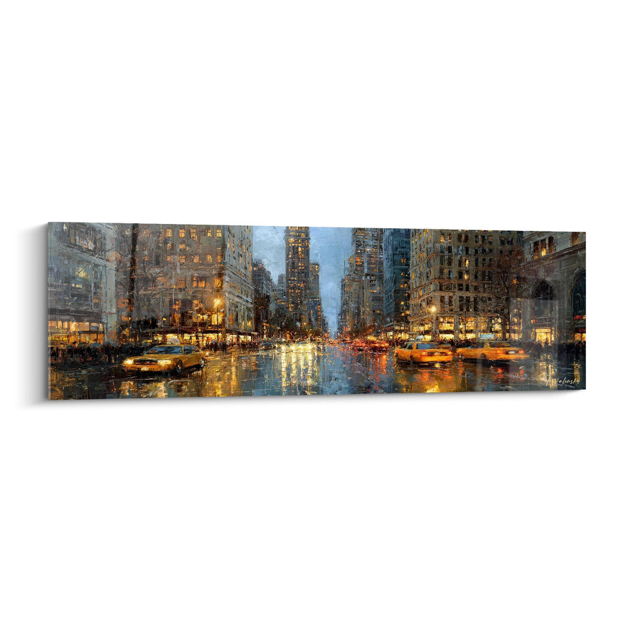 Tableau rue de Manhattan sous la pluie - Lueurs urbaines - édition New York
