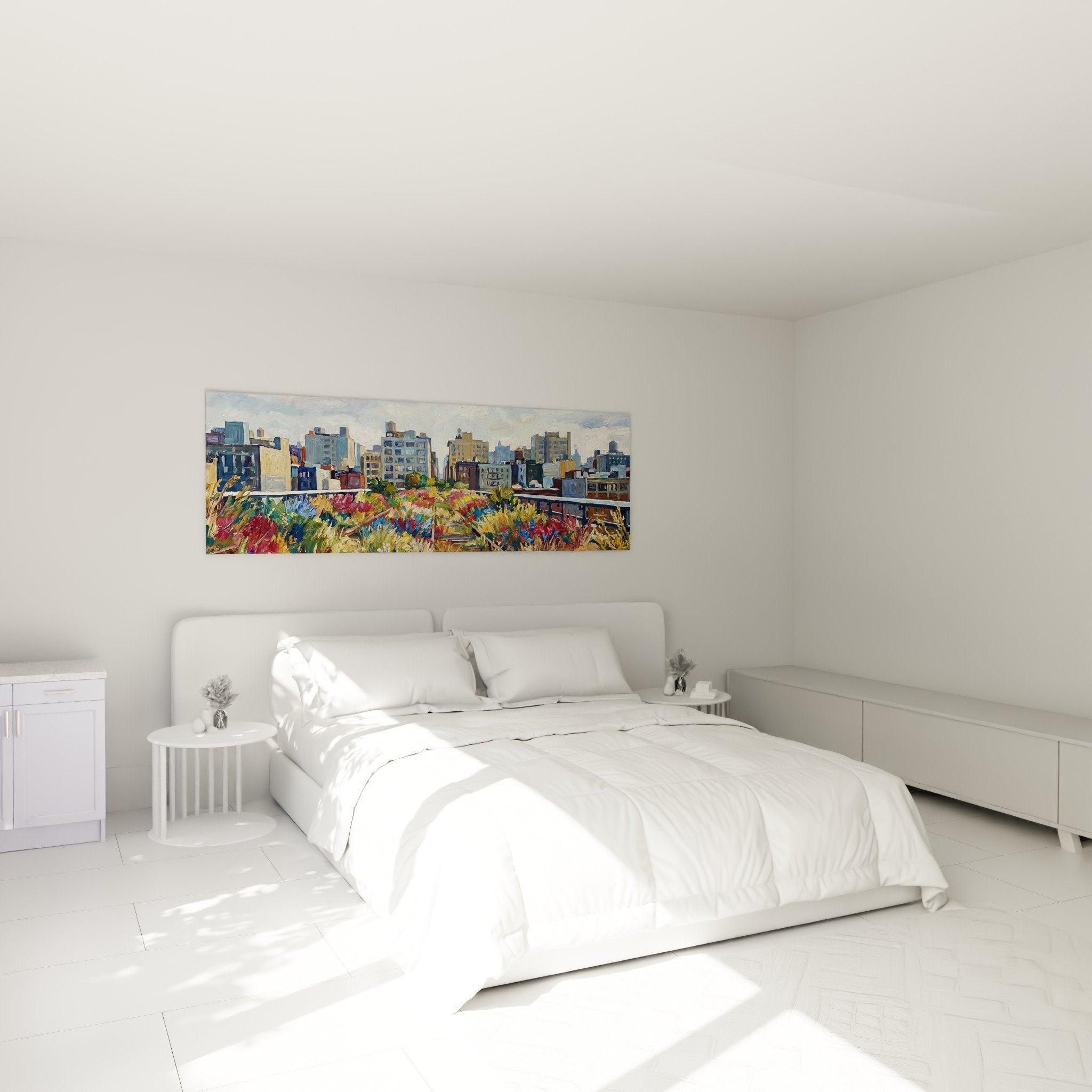 Tableau Manhattan paysage urbain colore accroche au mur chambre decoration moderne nature ville