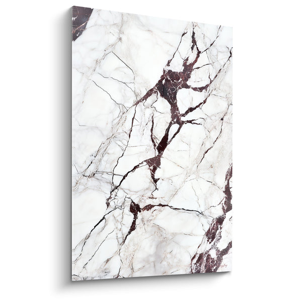 Quadro vene marmorizzate bianche e bordeaux con fratture drammatiche - Eleganza minerale - Edizione Marmo astratto